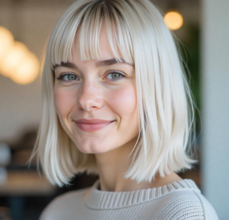 Blunt Lob with Micro Bangs