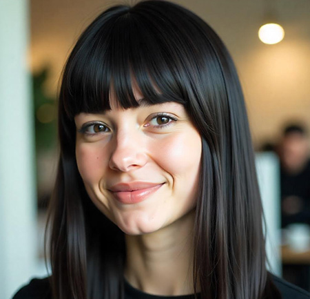 Sleek Straight Style with Blunt Bangs