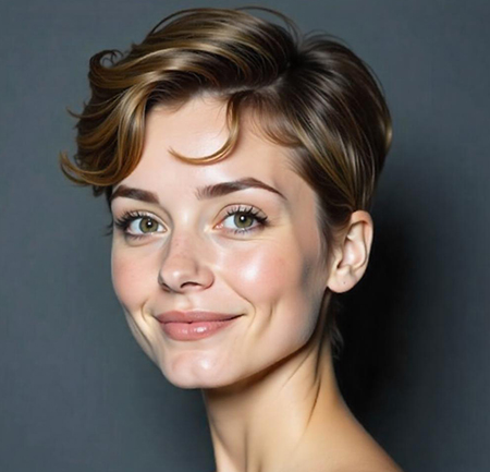 Textured Pixie with Ash Brown Balayage