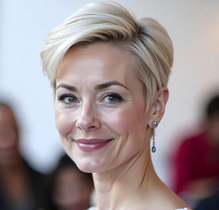 Sleek Side-Parted Pixie in Icy Platinum