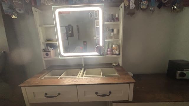 Vanity Desk with Mirror and Lights
