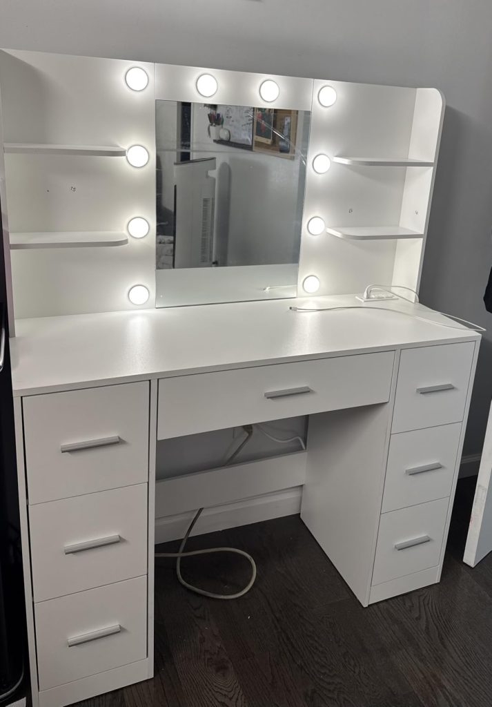 Furmax Vanity Desk with Mirror and LED Lights