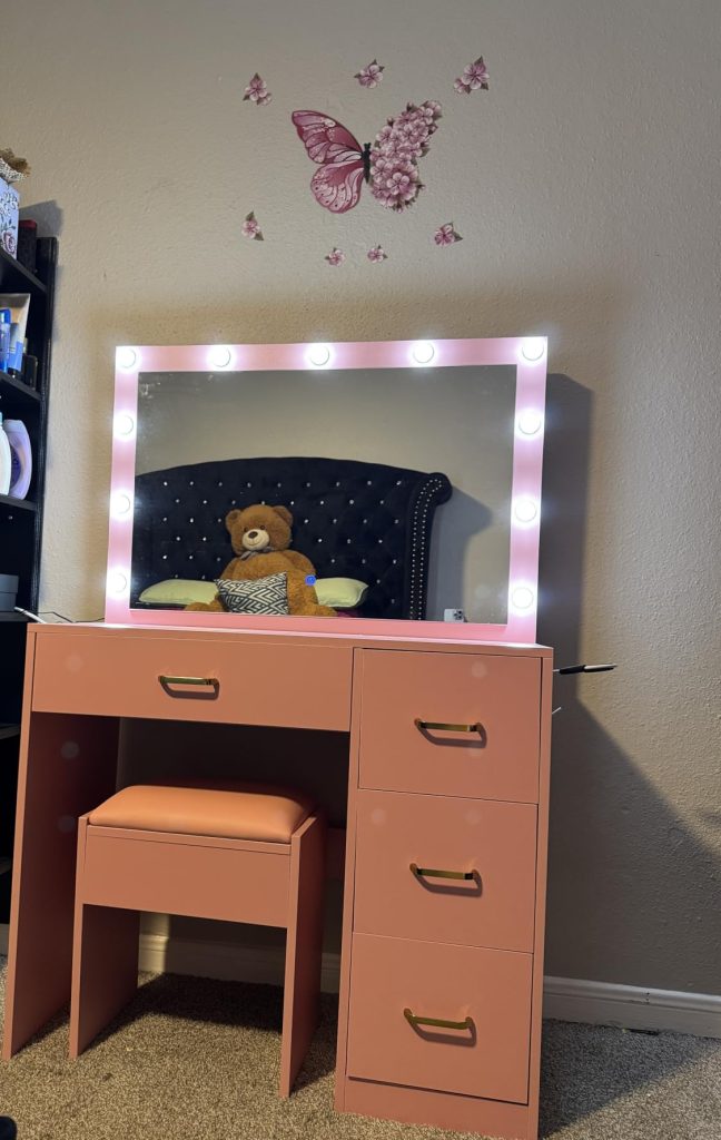 DWVO LED Makeup Vanity Table with Cushioned Stool