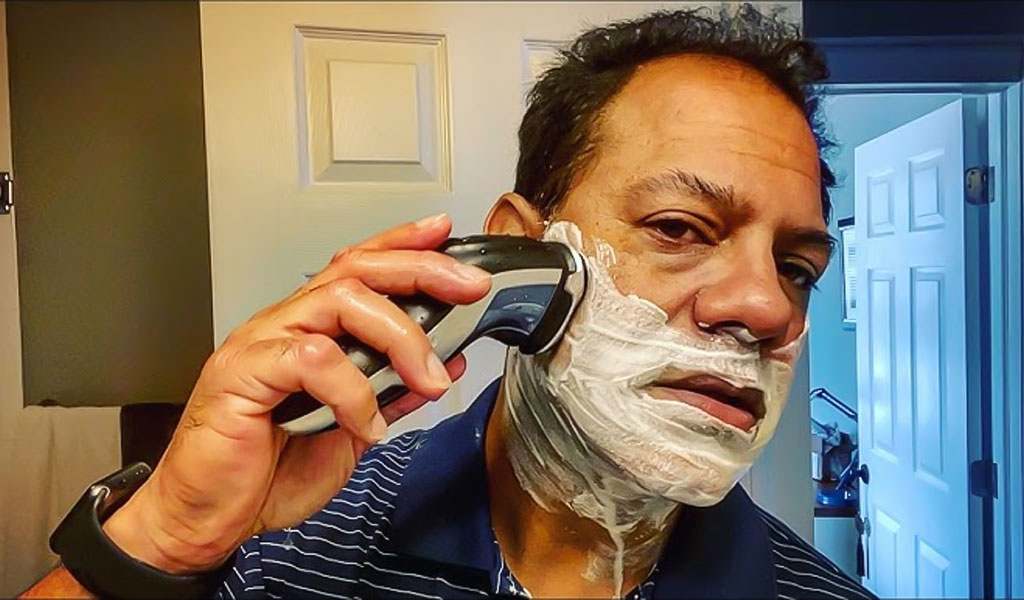 wet shaving with electric shaver