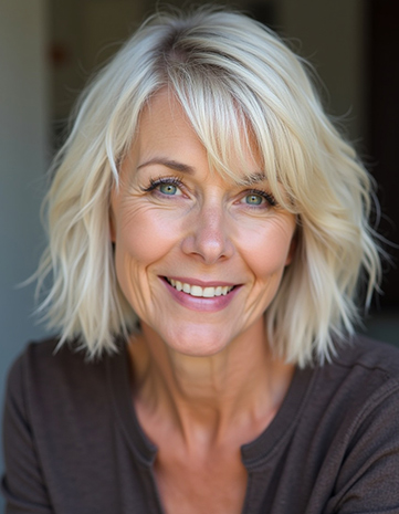 Ash Blonde Feathered Bob