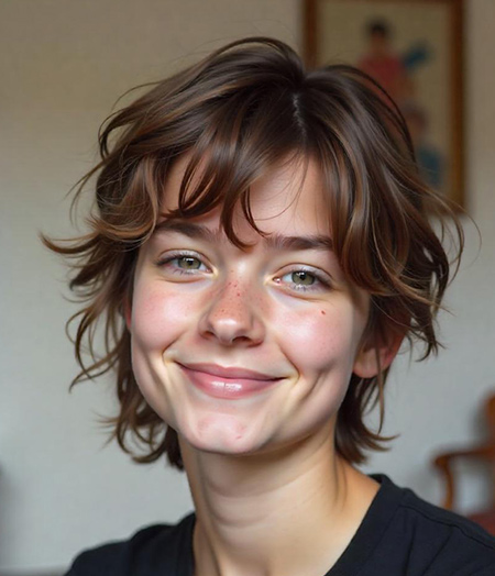 Ash Brunette Choppy Shag Mullet