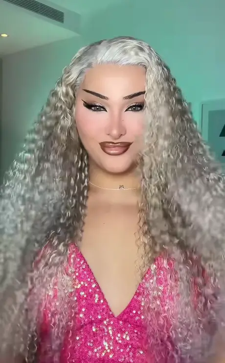 Black Horns on Platinum Blonde Wavy Hair