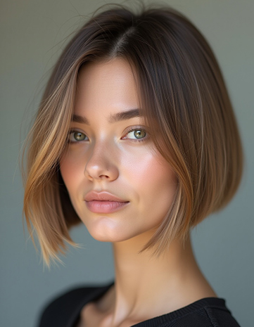 Sleek Medium Bob with Ash Brown Gloss