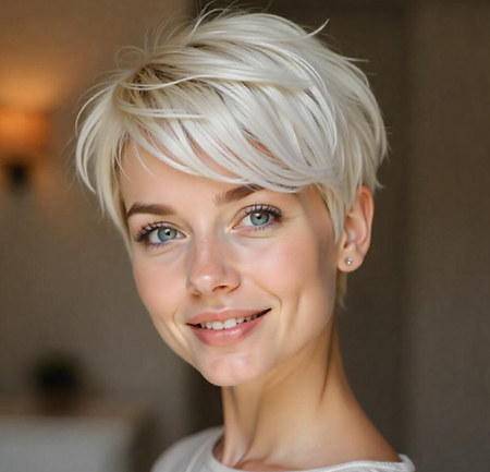 Choppy Pixie with Icy Blonde Highlights