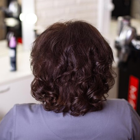 Curled Under Bob with a Glossy Finish