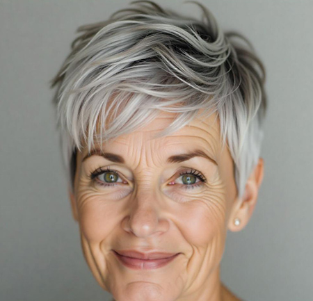 Elegant Pixie with Silver Highlights