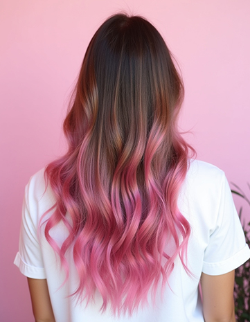 Ombre Waves with Vibrant Pink Ends