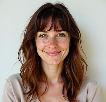 Shaggy Shoulder-Length Style with Choppy Bangs