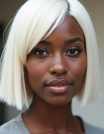Sleek Platinum Blonde Bob with Side Part