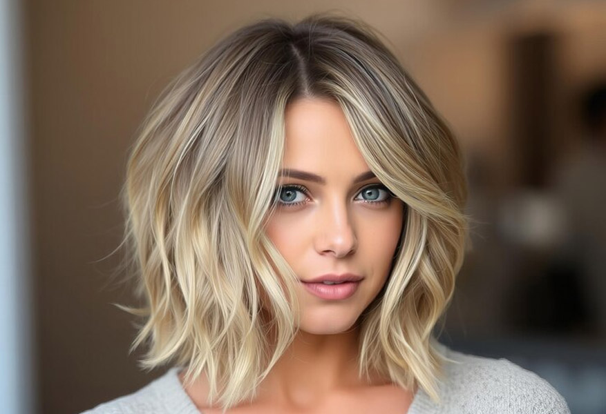 Softly Layered Ash Blonde Bob