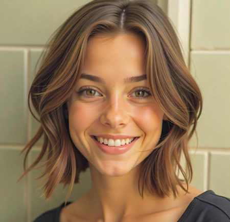 Textured Caramel Brown Bob