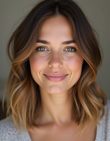 Textured Lob with Caramel Highlights