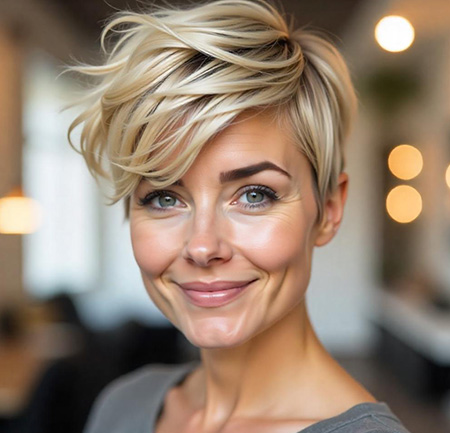 Textured Pixie with Icy Blonde Highlights