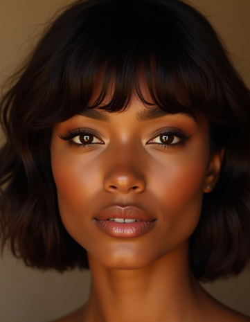 Tousled Bob Accompanied By Full Bangs