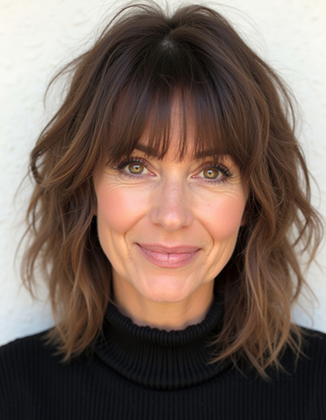 Tousled Layered Bob with Curtain Bangs