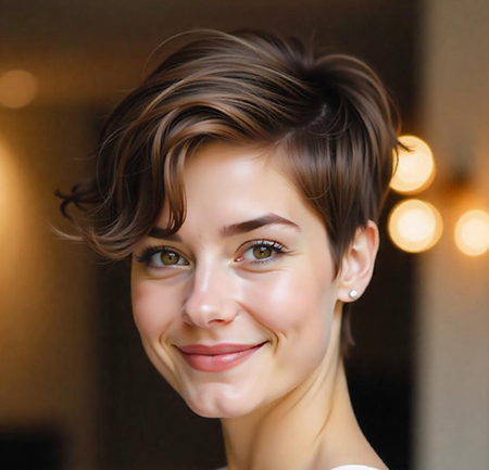 Tousled Pixie with Caramel Balayage Highlights
