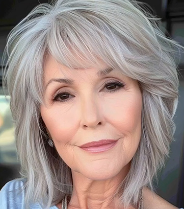 Messy Shoulder-Length Shag With Curtain Bangs