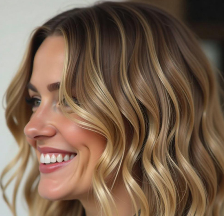 Wavy Golden Blonde Bob