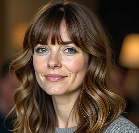 Wavy Lob Featuring Bottleneck Bangs