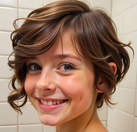 Wavy Pixie Haircut with Side-Parted Bangs in Ash Brown