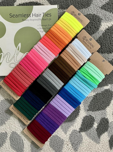 100 Pcs Thick Seamless Brown Hair Ties for Thick Hair