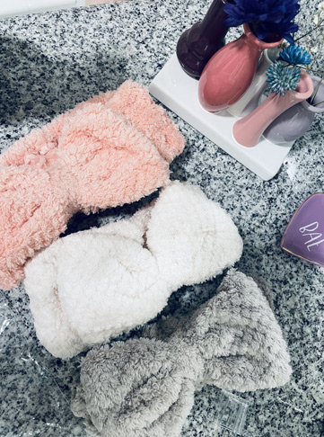 3 Pack Microfiber Bowtie Spa Headbands for Women