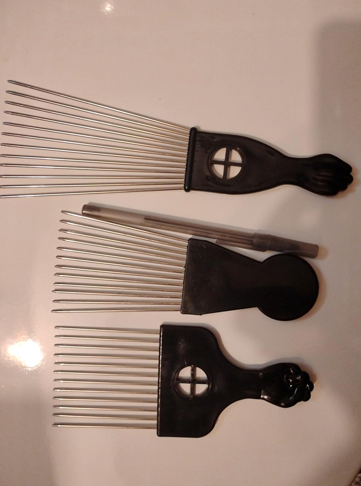 3-Piece Stainless Steel Afro Hair Pick Set