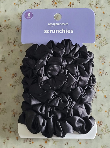 Amazon Basics Satin Scrunchies Black Hair Ties