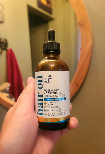 ArtNaturals Organic Rosemary & Castor Hair Growth Oil + Scalp Massager Set