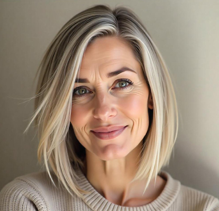 Blunt Cut with Soft Beige Blonde