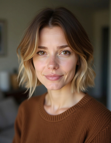 Choppy Bob – Chestnut Brown with Caramel Balayage