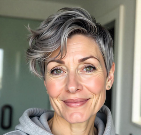 Choppy Pixie in Salt-and-Pepper Blend
