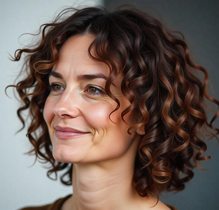 Curly Crop with Chestnut Highlights