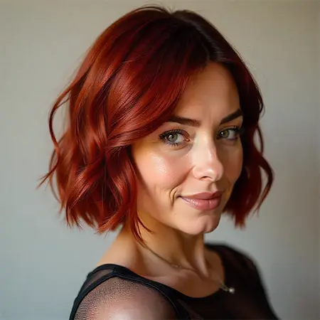 Curved French Bob in Deep Mahogany