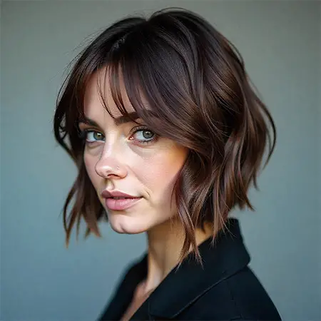 Edgy French Bob in Medium Ash Brown