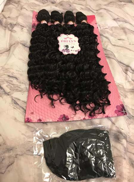 FRELYN Deep Wave Curly Synthetic Hair Weave Bundles