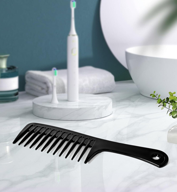 Fgail 2PCS Wide Tooth Comb for Curly Hair (Black-Pink)