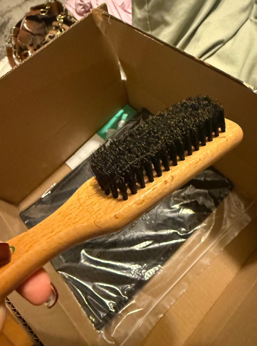 GranNaturals Boar Bristle Hair Brush for Smoothing and Teasing