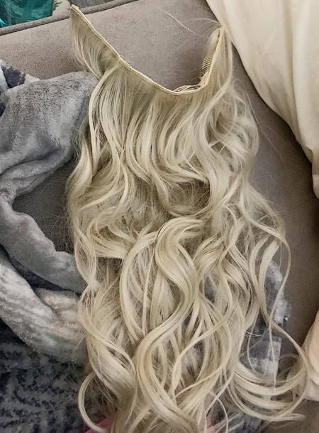 Halo Hair Extensions 20 Inch Invisible Wire Hairpiece with 4 Secure Clips