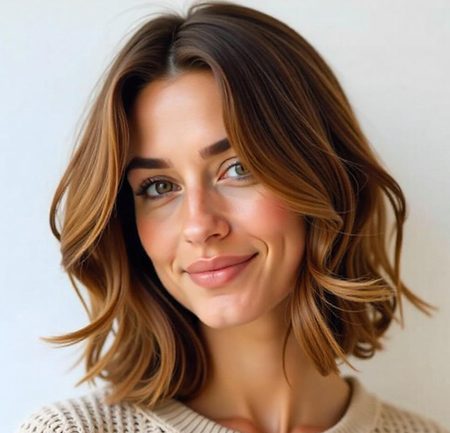 Layered Lob with Face-Framing Highlight