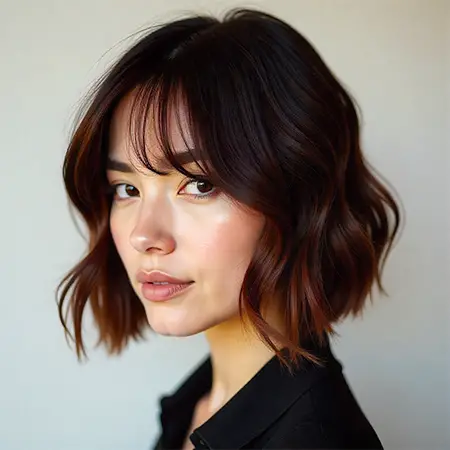 Lightly Layered French Bob in Dark Chocolate