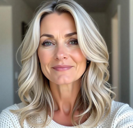Shoulder-Length Layered Cut with Honey-Blonde Tones