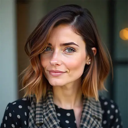 Side-Swept French Bob in Golden Brown