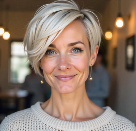Side-Swept Pixie in Platinum Blonde