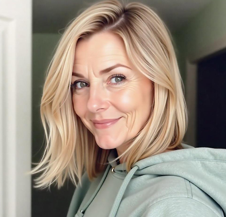 Soft Layered Bob with Golden Blonde Lowlights